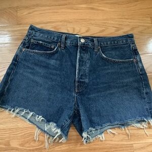 Agolde Parker Long Shorts in Caution Wash